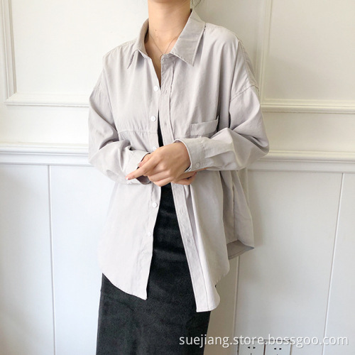 Women Fashion Solid Color Long Sleeve Shirt